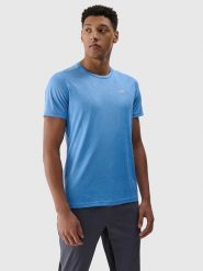 4F Koszulka sportowa w kolorze błękitnym rozmiar: L. Niebieskie t-shirty sportowe 4F, bez wzorów, z materiału, bez ramiączek, outdoorowe. Za 97.28 zł.