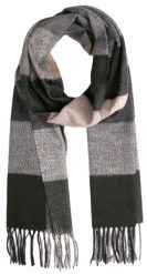Szalik Beżowo-Szary z Frędzlami, Miękki w Kratkę, Firmy V.Fraas -Cashmink. Szare szaliki V. Fraas, bez wzorów, z materiału. Za 65.00 zł.