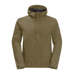 Kurtka przeciwdeszczowa męska Jack Wolfskin Mainkai. Brązowe kurtki Jack Wolfskin, m, bez wzorów, bez kaptura. Za 389.99 zł.