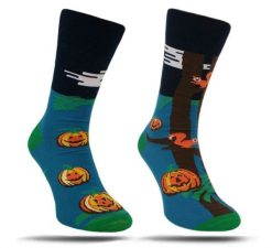 Asymetryczne Skarpetki More - Męskie, Jesienne, Halloween, Dynia, Wiewiórka. Skarpety More, bez wzorów, z bawełny. Za 24.90 zł.