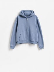 Rozpinana bluza z kapturem - granatowy. Niebieskie bluzy z kapturem Reserved, l, bez wzorów, z bawełny, z kapturem. Za 129.99 zł.