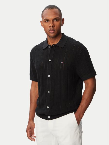 Tommy Hilfiger Koszula MW0MW43249 Czarny Regular Fit. Czarne koszule Tommy Hilfiger, m, bez wzorów, z bawełny, bez kołnierzyka, bez ramiączek. Za 649.99 zł.