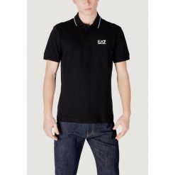 Polo z krótkim rękawem Mężczyzna EA7. Czarne koszulki polo sportowe EA7, m, bez wzorów, z bawełny, bez kołnierzyka, bez ramiączek. Za 373.05 zł.