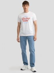 Koszulka męska z nadrukiem biała Jaman 100. Białe t-shirty BIG STAR, l, bez wzorów, z bawełny, bez kołnierzyka, bez ramiączek. W wyprzedaży za 59.99 zł.