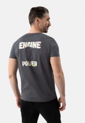 T-shirt z nadrukiem na plecach T-ENGIN. Szare t-shirty Volcano, l, bez wzorów, z bawełny, bez kołnierzyka, bez ramiączek. Za 59.99 zł.