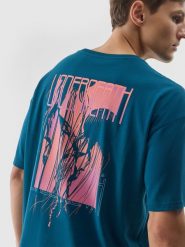 4F T-shirt z nadrukiem męski - morski XXL. Niebieskie t-shirty 4F, m, z aplikacjami, z bawełny, bez kołnierzyka, bez ramiączek. Za 69.99 zł.