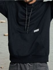 Bluza hoodie z wysokim kołnierzem - czarny. Czarne bluzy bez kaptura Sinsay, l, bez wzorów, bez kaptura. W wyprzedaży za 29.99 zł.