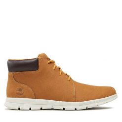 Trzewiki Timberland. Brązowe botki sznurowane Timberland, bez wzorów, bez obcasa, bez zapięcia. Za 599.99 zł.
