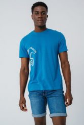 Męski T-Shirt Mustang Style Austin Sea of Belize 1016493 5444. Niebieskie t-shirty Mustang, m, bez wzorów, bez kołnierzyka, bez ramiączek. Za 79.99 zł.