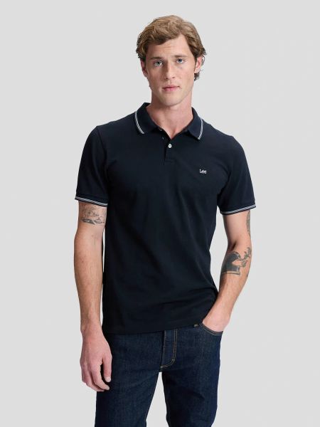 MESKA KOSZULKA LEE PIQUE POLO BLACK 112363659. Czarne koszulki polo Lee, m, bez wzorów, bez kołnierzyka, bez ramiączek. Za 99.99 zł.