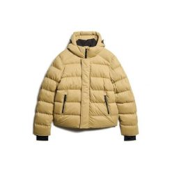 Kurtka puchowa z kapturem z mikrofibry Superdry. Żółte kurtki Superdry, m, bez wzorów, z mikrofibry, z kapturem. Za 633.40 zł.