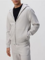 Zapinana bluza z kapturem - jasnoszary. Szare bluzy z kapturem Reserved, l, bez wzorów, z bawełny, z kapturem. Za 139.99 zł.