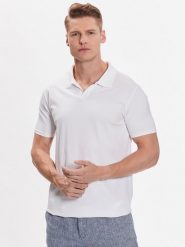 Lindbergh Polo 30-404036 Biały Slim Fit. Białe koszulki polo Lindbergh, m, bez wzorów, z bawełny, bez kołnierzyka, bez ramiączek. Za 129.99 zł.