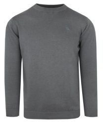 Klasyczny Sweter Męski - Rigon - Bawełna - Ciemny Popiel. Szare swetry rozpinane Rigon, l, bez wzorów, z bawełny, bez kołnierzyka, bez ramiączek. Za 175.00 zł.