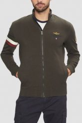 AERONAUTICA MILITARE Szarozielona bluza męska With Tricolor Insert. Zielone bluzy Aeronautica Militare, l, bez wzorów, bez kaptura. W wyprzedaży za 589.99 zł.