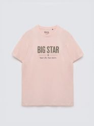 Koszulka męska o klasycznym kroju różowa Bruno 600. Czerwone t-shirty BIG STAR, l, bez wzorów, z bawełny, bez kołnierzyka, bez ramiączek. Za 99.99 zł.