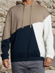 Bluza hoodie color-block - brązowy. Brązowe bluzy bez kaptura Sinsay, l, bez wzorów, bez kaptura. Za 59.99 zł.