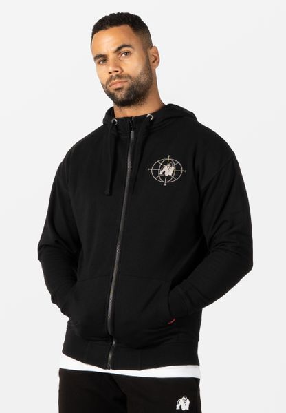 Scofield Bluza z kapturem zapinana na suwak - Czarny. Czarne bluzy z kapturem GORILLA WEAR, m, bez wzorów, z bawełny, z kapturem. Za 410.40 zł.