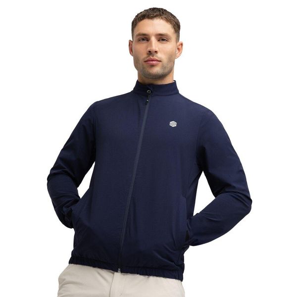 Męska golfowa kurtka przeciwdeszczowa Siroko Muirfield Navy. Niebieskie kurtki SIROKO, m, bez wzorów, z materiału, bez kaptura. Za 296.00 zł.