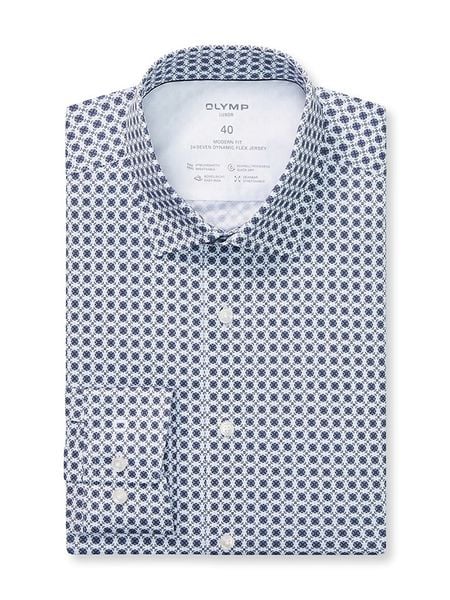 OLYMP Koszula - "Luxor" - Modern fit - w kolorze granatowo-białym rozmiar: 40. Białe koszule Olymp, bez wzorów, z bawełny, bez kołnierzyka, bez ramiączek. Za 135.49 zł.