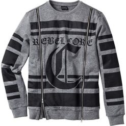 Bluza dresowa Slim Fit bonprix szary melanż z nadrukiem. Bluzy bonprix. Za 44.99 zł.