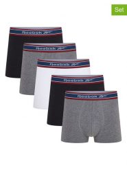 Reebok Bokserki (5 par) "Baird" w kolorze szarym, czarnym i białym rozmiar: M. Białe bokserki Reebok, m, bez wzorów. Za 86.99 zł.