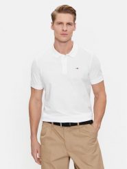 Tommy Jeans Polo DM0DM18312 Biały Slim Fit. Białe koszulki polo Tommy Jeans, m, bez wzorów, z bawełny, bez kołnierzyka, bez ramiączek. Za 189.99 zł.