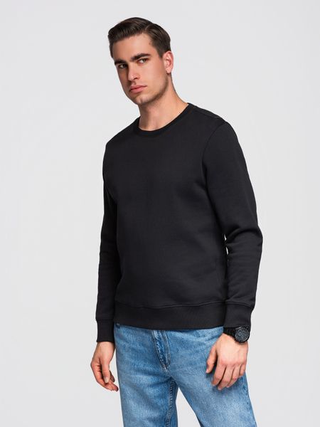 Bluza męska dresowa BASIC z okrągłym dekoltem OM-SSBN-0271 - - Rozmiar: L. Niebieskie bluzy Ombre Clothing, l, z aplikacjami, z bawełny, bez kaptura. W wyprzedaży za 118.99 zł.
