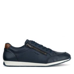 Półbuty Rieker. Niebieskie eleganckie półbuty Rieker, bez wzorów, bez obcasa, bez zapięcia. Za 289.99 zł.