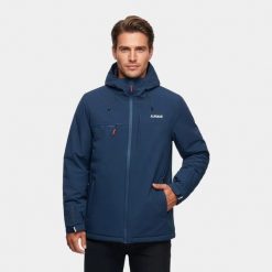 Kurtka turystyczna męska zimowa Alpinus Causses granatowa. Niebieskie kurtki Alpinus, na zimę, m, bez wzorów, z materiału, z kapturem. Za 549.00 zł.