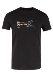 Czarny t-shirt z printem T-TOURING. Czarne t-shirty Volcano, l, bez wzorów, z bawełny, bez kołnierzyka, bez ramiączek. Za 59.99 zł.
