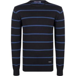 Sweter w kolorze czarno-niebieskim. Czarne swetry nierozpinane Giorgio Di Mare, m, bez wzorów, z bawełny, bez kołnierzyka, bez ramiączek. W wyprzedaży za 139.95 zł.