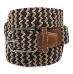 Pasek Elastyczny, Pleciony, Brązowo-Beżowy, do Spodni, Casualowy, Parciany -ALTIES. Brązowe paski Alties, bez wzorów, z elastanu. Za 59.00 zł.