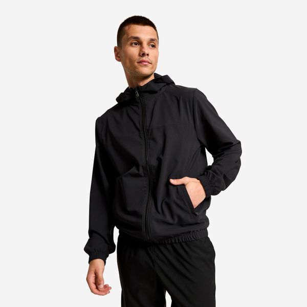 Bluza sportowa z kapturem męska Domyos. Czarne bluzy z kapturem DOMYOS, l, bez wzorów, z materiału, z kapturem. Za 89.99 zł.