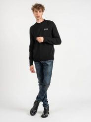Les Hommes Sweter | LKK122-607U | Motorcycle Jumper | Mężczyzna | Czarny. Czarne swetry nierozpinane Les Hommes, m, bez wzorów, z bawełny, bez kołnierzyka, bez ramiączek. W wyprzedaży za 809.00 zł.