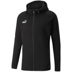 Bluza treningowa męska Puma teamFINAL Casuals Hooded Jkt. Czarne bluzy z kapturem Puma, l, bez wzorów, z bawełny, z kapturem. Za 276.99 zł.