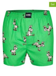 Happy Shorts Bokserki tkane (2 pary) w kolorze zielonym rozmiar: M. Zielone bokserki Happy Shorts, m, bez wzorów, z bawełny. Za 39.77 zł.