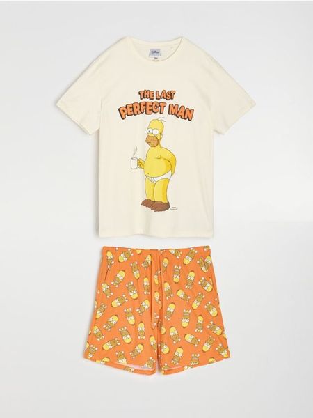 Bawełniana piżama dwuczęściowa The Simpson - wielobarwny. Piżamy Sinsay, l, bez wzorów, z bawełny, bez ramiączek. Za 45.99 zł.