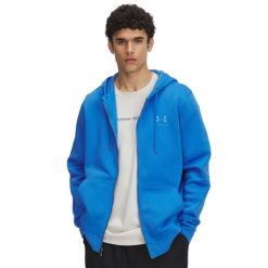 Bluza z kapturem i zamkiem błyskawicznym Under Armour Icon Fleece. Niebieskie bluzy Under Armour, bez wzorów, z bawełny, z kapturem. Za 330.50 zł.