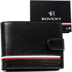 Portfel męski Rovicky R-N992L-CPL czarny. Czarne portfele ROVICKY, bez wzorów, ze skóry. Za 60.00 zł.