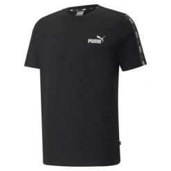 Męska koszulka Essentials+ Tape PUMA Black. Czarne t-shirty sportowe Puma, bez wzorów, bez ramiączek, na jogę i pilates. Za 114.70 zł.