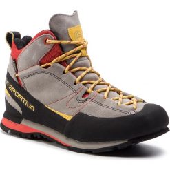 Trekkingi LA SPORTIVA - Boulder X Mid GTX GORE-TEX 17EGR Gray/Red. Szare trekkingi La Sportiva, bez wzorów, z gore-texu, bez zapięcia. W wyprzedaży za 579.00 zł.