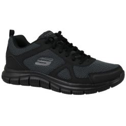Buty treningowe męskie Skechers Track. Czarne buty treningowe Skechers, bez wzorów, z tkaniny, na fitness i siłownię. Za 199.00 zł.