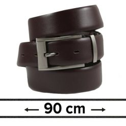 Pasek do Spodni Męski, Ciemny Brązowy 90cm, Skórzany, Elegancki, Możliwość Skrócenia -ZET. Brązowe paski Zet, bez wzorów, ze skóry, eleganckie. Za 89.00 zł.