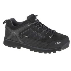 Niskie buty trekkingowe CMP Moon waterprof. Czarne buty turystyczne CMP, bez wzorów, z gumy, bez zapięcia. Za 389.99 zł.