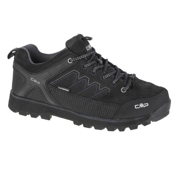 Niskie buty trekkingowe CMP Moon waterprof. Czarne buty turystyczne CMP, bez wzorów, z gumy, bez zapięcia. Za 389.99 zł.