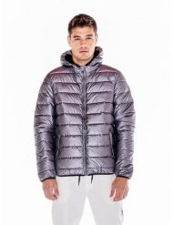 Męska kurtka z kapturem do pracy i wypoczynku. Szare kurtki LEONE 1947 APPAREL, l, bez wzorów, z materiału, z kapturem. Za 249.99 zł.