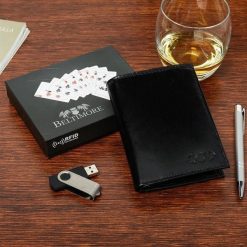 Zestaw męski skórzany premium Beltimore portfel pasek T99. Czarne paski bez wzorów. Za 109.90 zł.