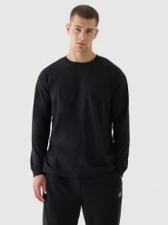 4F Longsleeve oversize z nadrukiem męski - czarny L. Czarne bluzki z długim rękawem 4F, l, bez wzorów, z bawełny, bez kołnierzyka, bez ramiączek. W wyprzedaży za 39.99 zł.