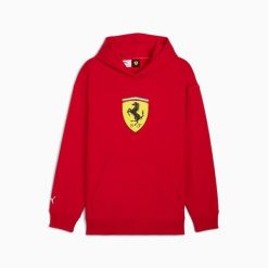 Bluza męska Puma FERRARI SPORTSWEAR SHIELD czerwona rozmiar L. Czerwone bluzy z kapturem Puma, l, z aplikacjami, z bawełny, z kapturem. Za 298.49 zł.